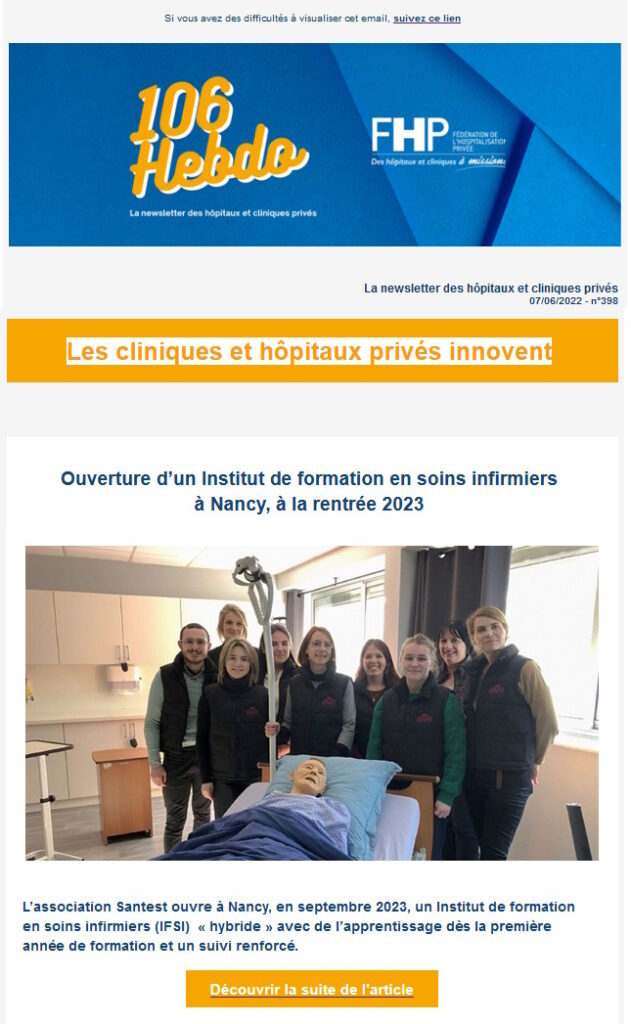 La newsletter des hôpitaux et cliniques privés 07/06/2022 – n°398